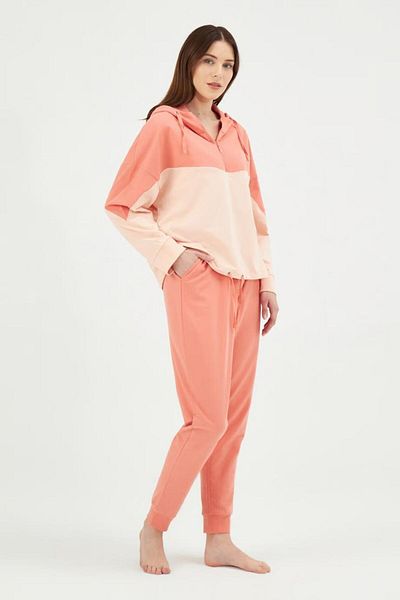 Eros 29740 Salmon Cotton Half Zipper Women's Tracksuit Set