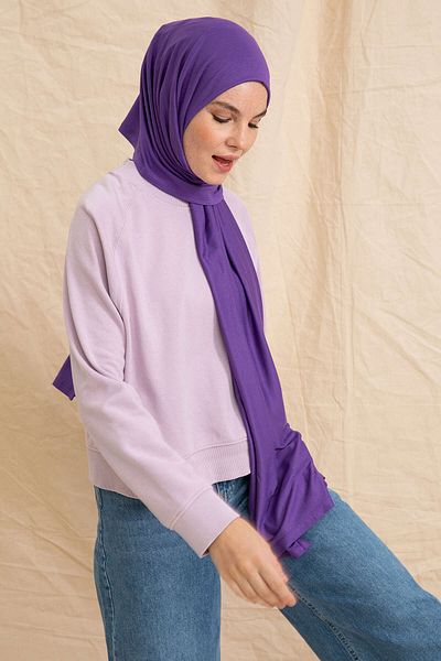 PURESCARFS Combed Cotton Violet Shawl - Comfortable and Stylish Design