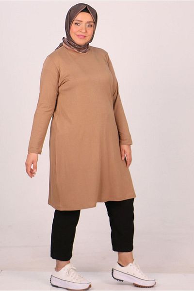 Moda Rosa 24Y38501 تونيك أساسي من القطن الممشط مقاس كبير