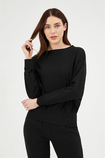 Eros 29700 Black Knitwear Fabric Boat Neck Women's Tracksuit Set