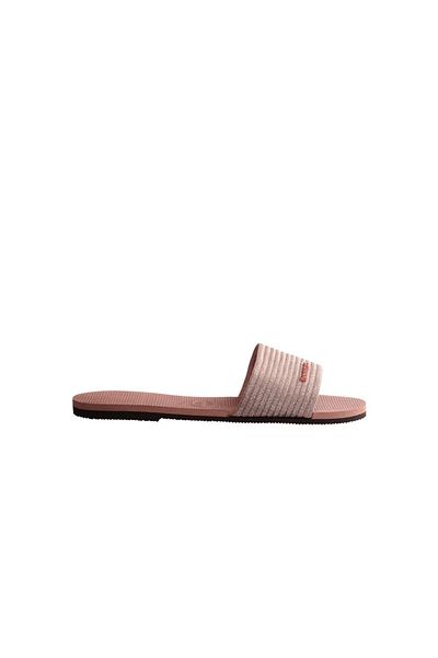 Havaianas شبشب نسائي من مالطا ميتاليك وردي تمساح روز - طويل