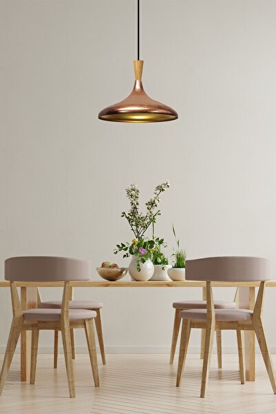 Bamyum Champion Patina Ahşap Huni Tekli Avize Sarkıt Salon Mutfak Cafe Butik Lamba Aydınlatma Avizeler