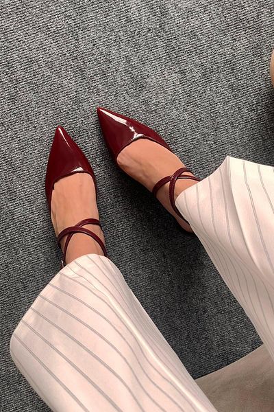 STRASWANS Maria Women's Heeled Patent Leather Shoes Claret Red