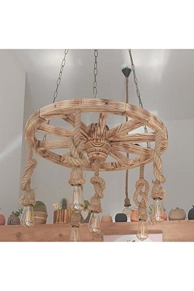 Otantik Çarşı Otantik Çarşı Ahşap Teker Avize 70 cm. 6'lı