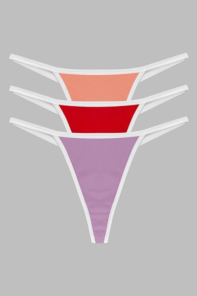 Yohannes Club Women's - 3-Piece Salmon Thong String, Lilac and Red