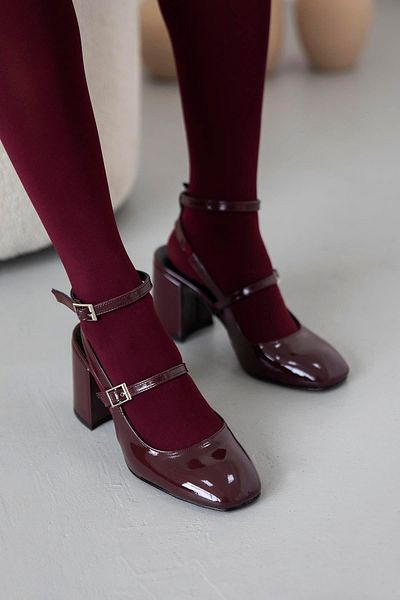STRASWANS Wesley Women's Heeled Patent Leather Shoes Claret Red
