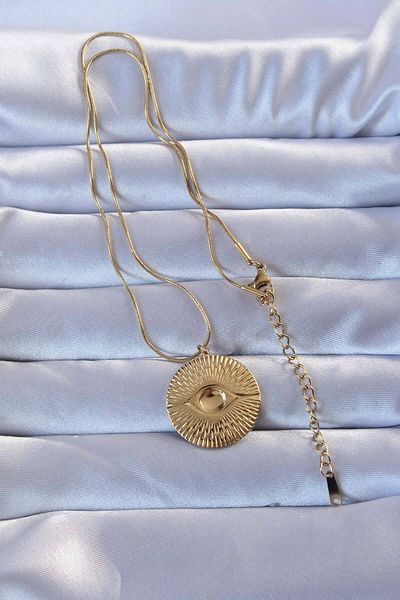 Store 316L Gold Color Embroidered Eye Necklace
