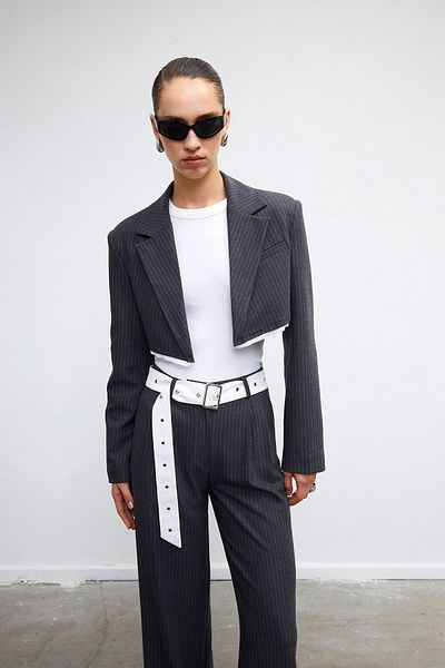 VATKALI Gestreifter Crop-Blazer