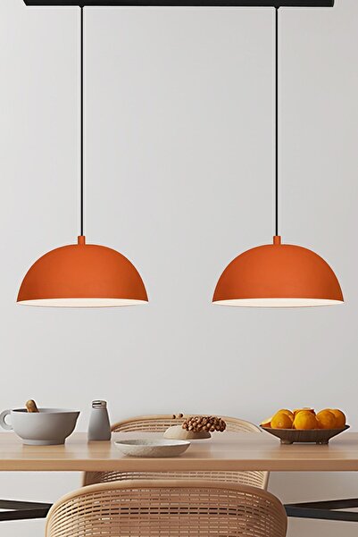 Bamyum İkili Turuncu Lipeo Avize Sarkıt Salon Mutfak Kuaför Lamba Dekoratif A...