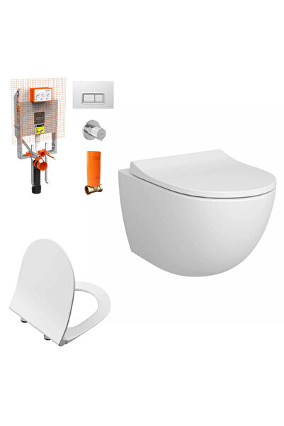 VitrA 7748B003-0559SET Vitra Sento Rim-ex Kanalsız Asma Klozet  +Gömme Rezervuar + Yavaş Kapanır Kapak (Ko