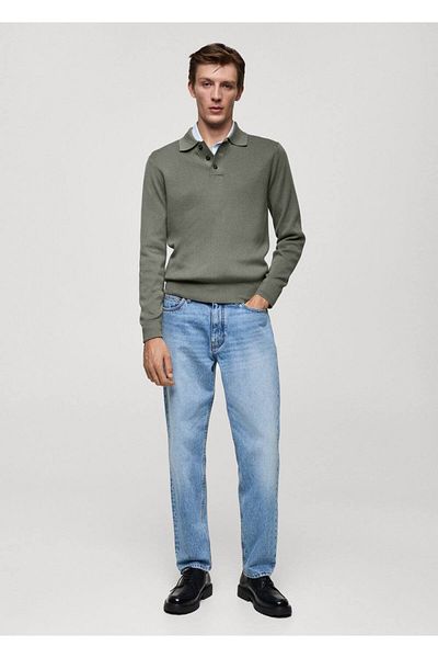 MANGO Man Tricou polo subțire din bumbac