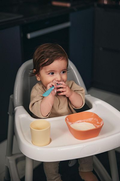 lets be child Let's Be Child 2-Piece Square Bowl, Sage Green-Peach