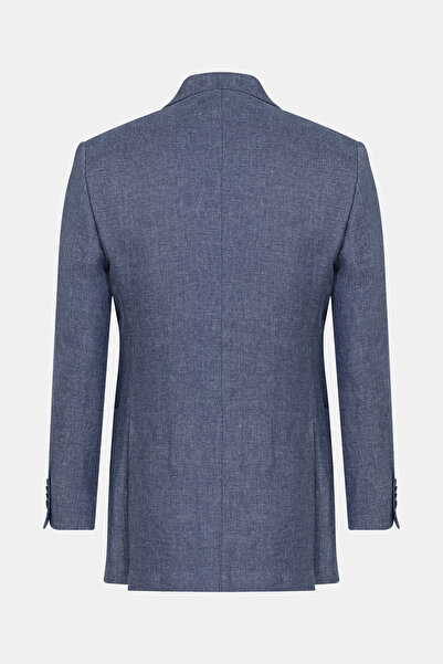 W Collection LACİVERT DÜĞMELİ KETEN CEKET