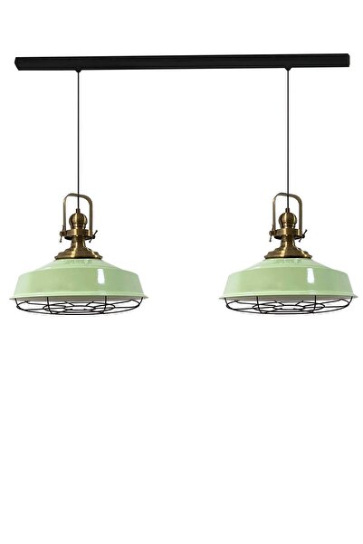 Bamyum Mint Yeşili Asaletli Ikili Telli Eskitme Başlık Avize Sarkıt Lamba Sal...