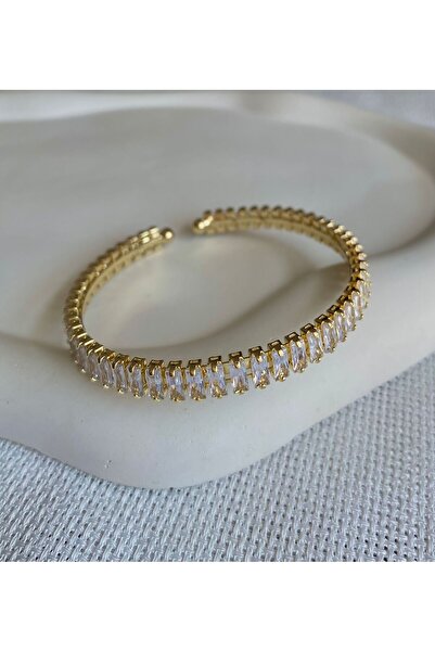 DEMOKAN Kadın Çelik Bileklik Su Yolu Kelepçe Bileklik