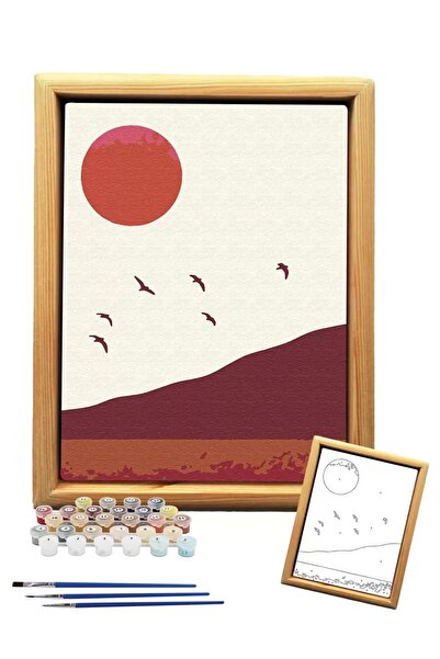 Tabdiko Sayılarla Minimalist Ahşap Çerçeveli Tablo Setleri 21 x 27 cm Tuval Ş...