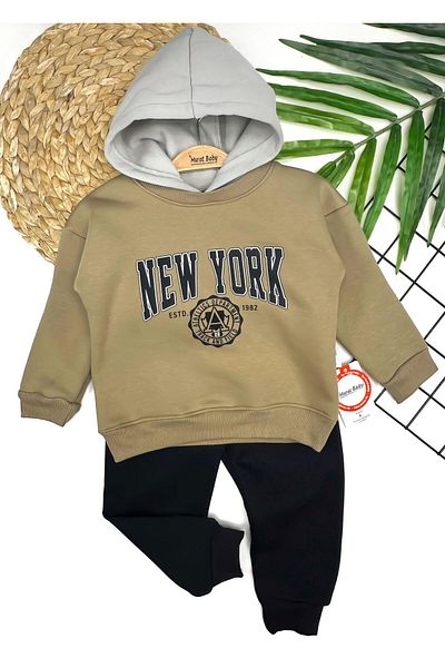 Murat Baby Комплект с качулка и горнище с щампа New York за момче