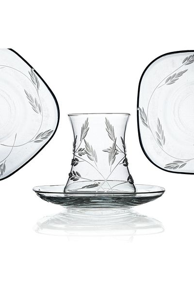 DECOCIA Kazaan 12 Piece Tea Set for 6 People 170cc with Shoot Pattern