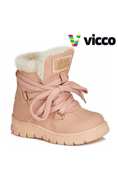 Kids Club Shoes Vicco Kappa Furry Orthopedic Kids Boots Powder