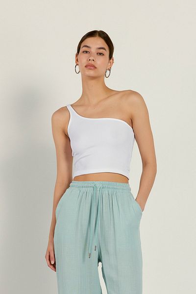 VATKALI One Shoulder Crop Μπλούζα Λευκή
