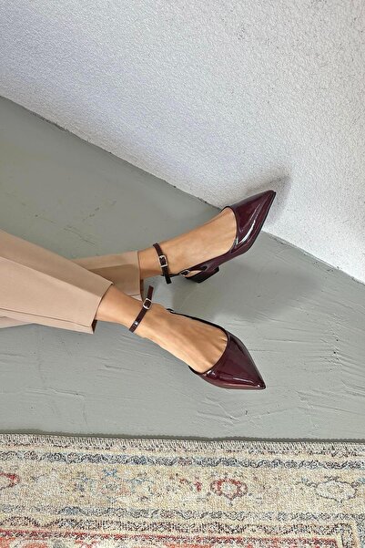 STRASWANS Edel Women's Heeled Patent Leather Shoes Claret Red