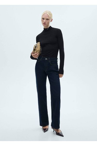 MANGO Woman Stand Collar T-Shirt