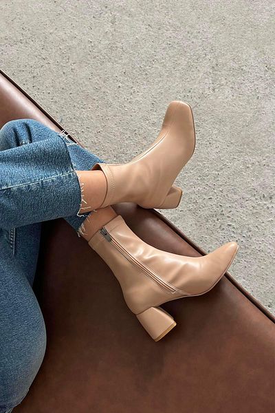STRASWANS Lucas Γυναικείες δερμάτινες μπότες Blunt Mold Tan