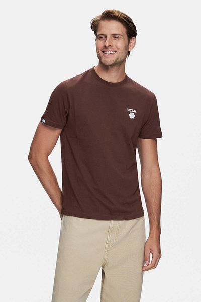 UCLA Bass Dark Brown Crew Neck Printed Standard Fit Men's Tshirt