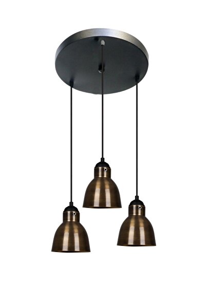 Bamyum Üçlü Brock Eskitme Rengi Circle Metal Sarkıt Avize Modern Restoran Salon Yatak Odası Sarkıt
