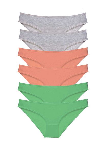Angoravi 6 Pieces Super Eco Set Lycra Women's Slip Panties Gray Powder Green