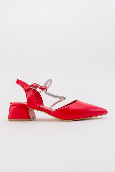 Ccway Stoned Women's Heeled Sandals Red Skin