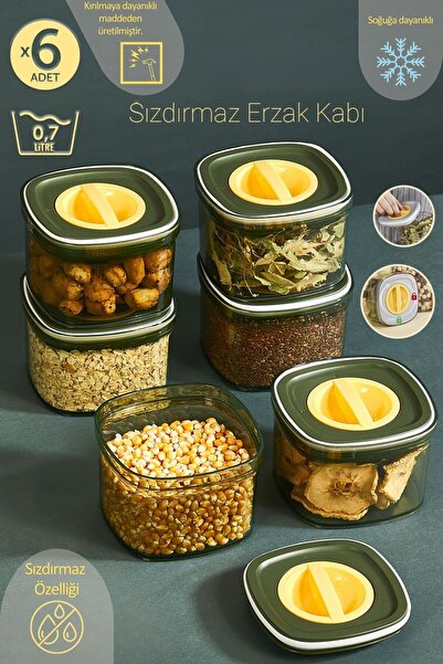 polo55.sport.1855 Sızdırmaz Vakumlu 6'lı 700 ml Yeşil Küçük Boy Saklama Kabı