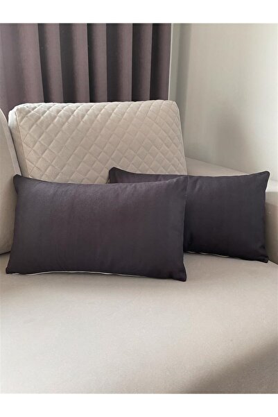 Siyah Renk Çift Taraflı Dekoratif 2'li Yastık Kılıfı Seti 35 x 55 cm