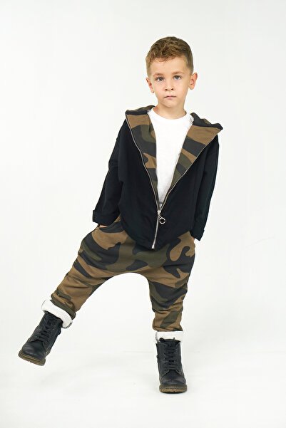 Catz Kids Διπλό παντελόνι Harem (Μαύρο και Χακί μοτίβο καμουφλάζ)