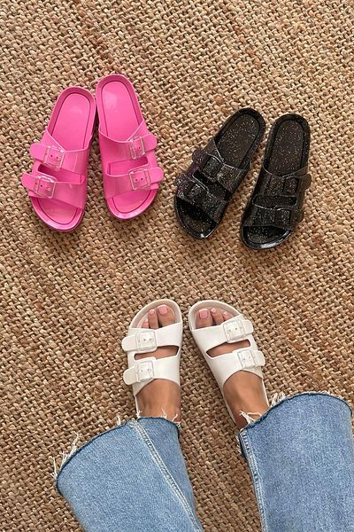 STRASWANS Amara Women's Buckle Detail Daily Transparent Slippers White