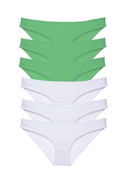 Angoravi 6 Pieces Eco Set Lycra Women's Slip Panties Green White