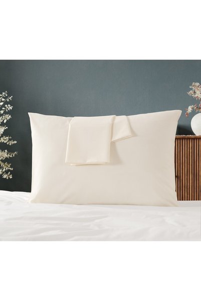 MODELHOME غطاء وسادة من نسيج القطن بلون كريمي (2 قطعة) 50 × 70 سم