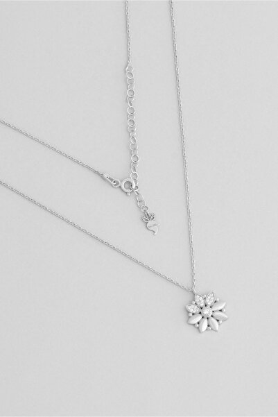 So CHIC... Açelya 18 Ayar Beyaz Altın Kaplama 45 Cm Gümüş Kolye