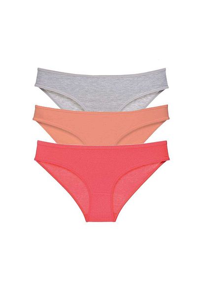 Angoravi 3 Pieces Super Eco Set Lycra Women's Slip Panties Gray Powder Fuchsia
