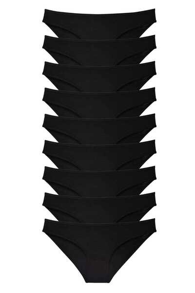 Generic Brand 9 Pieces Super Eco Set Lycra Women's Slip Panties Black