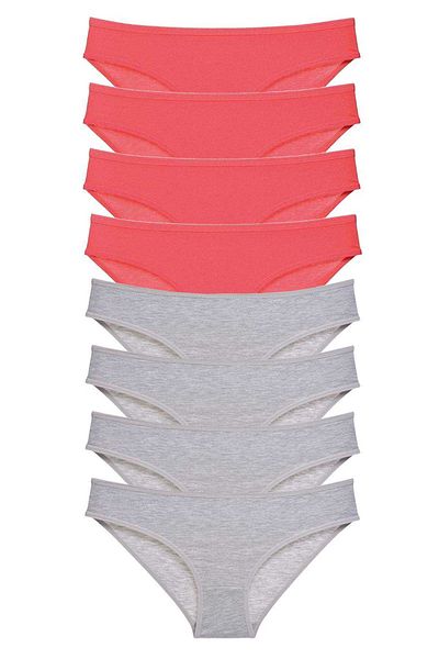 AC BOX 8 Pieces Super Eco Set Lycra Women's Slip Panties Fuchsia Gray
