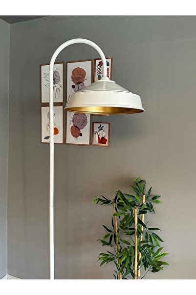 Bamyum Beyaz Lambader Modern Dekoratif Metal Oturma Odası Çalışma Odası Zemin Lambası
