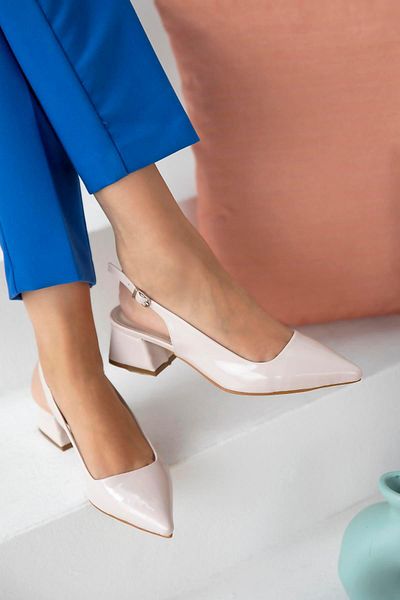 STRASWANS Hanna Women's Heeled Patent Leather Shoes Beige