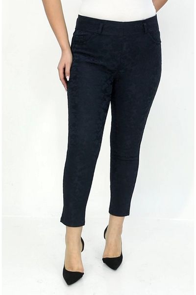 AKŞEN GİYİM Large Size High Waist Full Lyrical Two Size Thin Magic Jacquard Fabric Pants