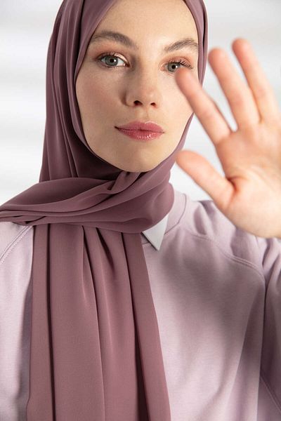 PURESCARFS شال شيفون أرجواني بلون المنك