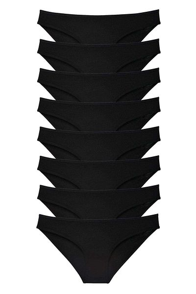 AC BOX 8 Pieces Super Eco Set Lycra Women's Slip Panties Black