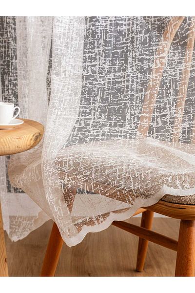 LUNETT HOME Stone Pattern Middle 1X2,5 Pleated Tulle Curtain