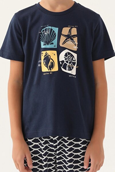 Arnetta Велосипедний комір, короткі рукави, бавовняний, для хлопчиків, шорти, піжама, комплект 2981