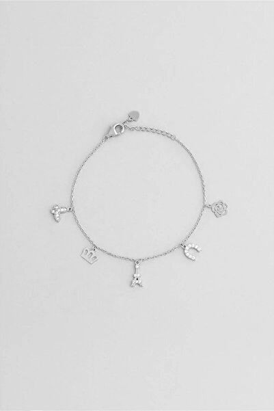 So CHIC... Şans İkonlu 18 Ayar Beyaz Altın Kaplama 19 Cm Gümüş Arkadaş Bileklik