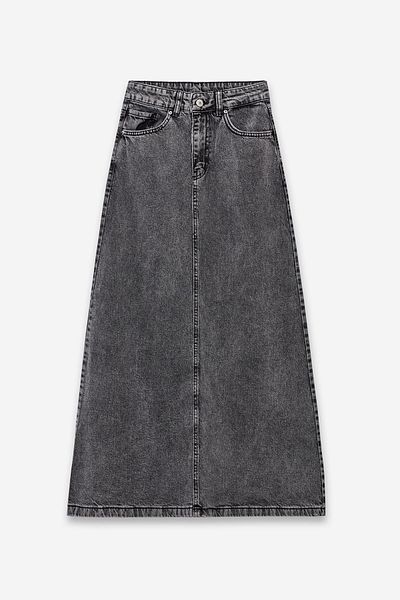 praye Long Bell Denim Skirt Smoked